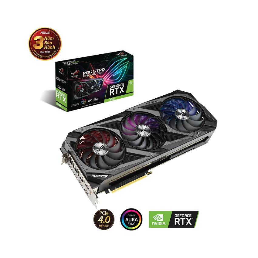 Card màn hình Asus ROG STRIX RTX3080-010G-GAMING (10GB GDDR6X, 320-bit, HDMI +DP, 3x8-pin)