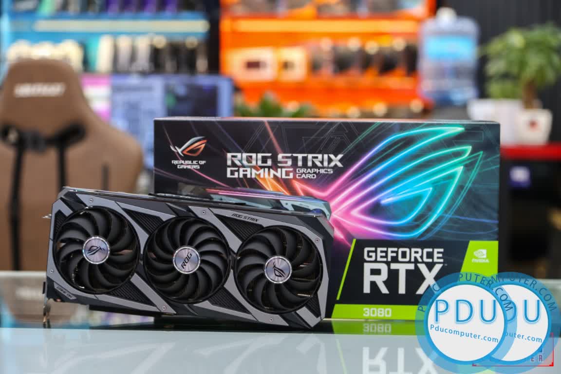 Card màn hình Asus ROG-STRIX-RTX3080-10G-GAMING (10GB GDDR6X, 320-bit, HDMI +DP, 3x8-pin)