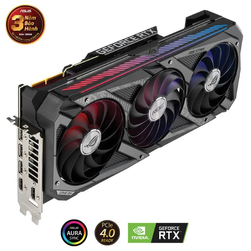 Card màn hình Asus ROG STRIX RTX3090-O24G-GAMING (24GB GDD6X, 384-bit, HDMI +DP, 3x8-pin)