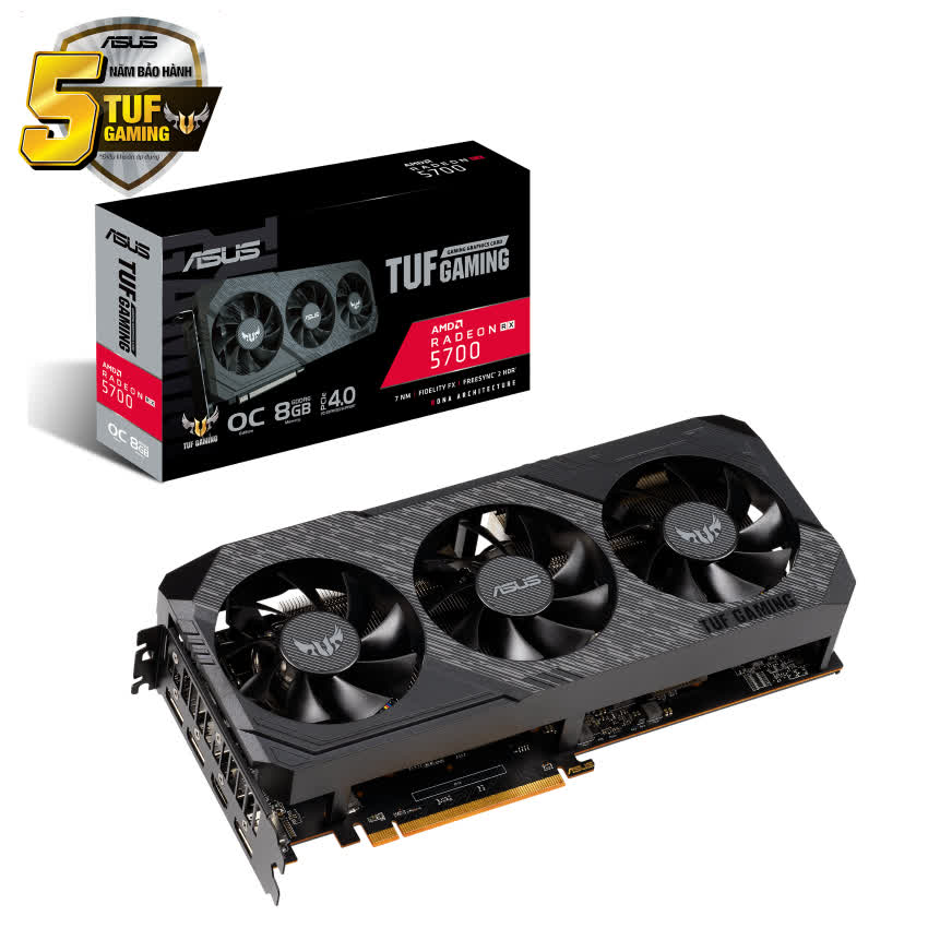 Card màn hình ASUS TUF GAMING X3 Radeon RX 5700 OC Edition-8G (8GB GDDR6, 256-bit, HDMI+DP, 1x6-pin + 1x8-pin)