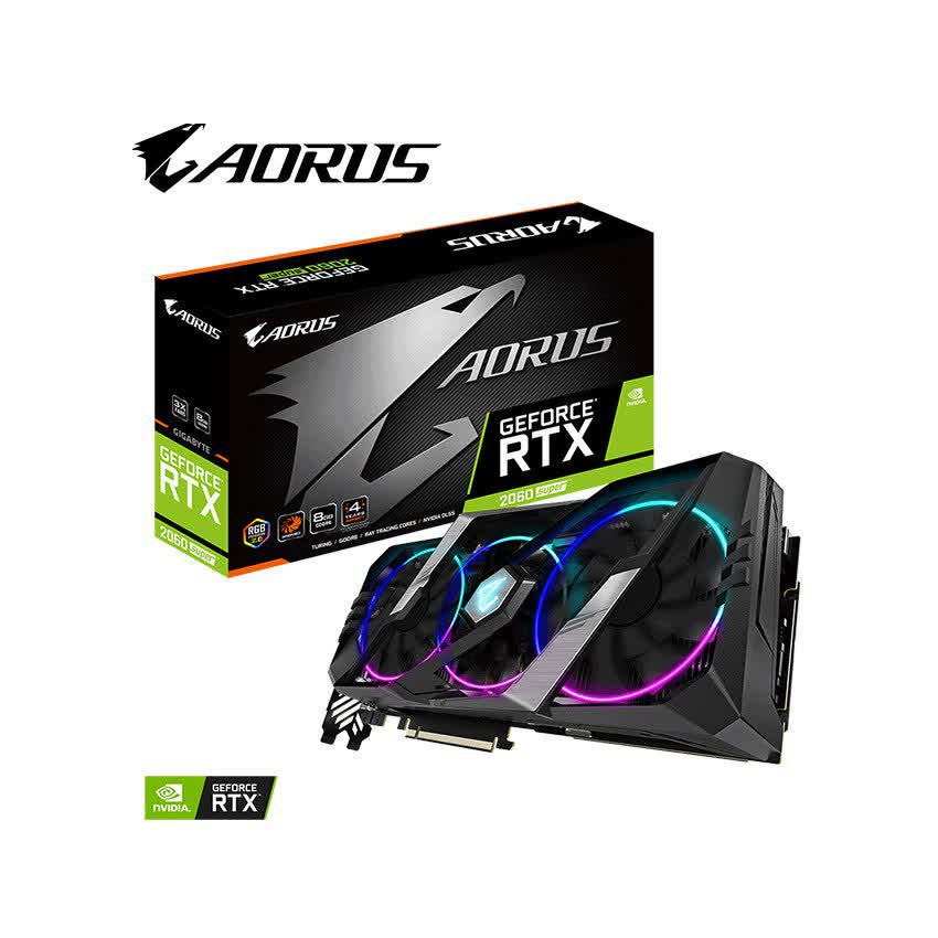 Card màn hình GIGABYTE RTX 2060 Super AORUS-8G (8GB GDDR6, 256-bit, HDMI+DP+Type-C, 1x6-pin + 1x8-pin) 
