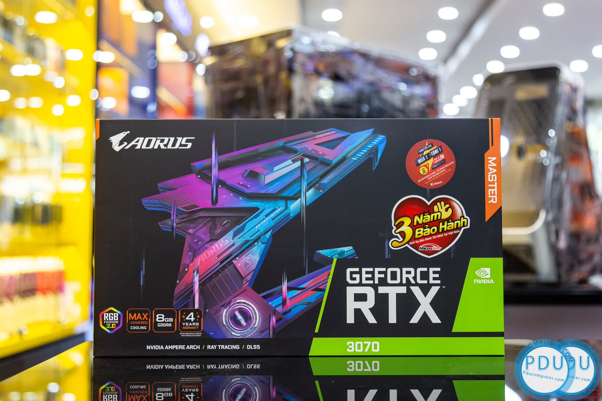Card màn hình Gigabyte RTX 3070 AORUS MASTER - 8GD (8GB GDD6, 256-bit, HDMI +DP, 2x8-pin)