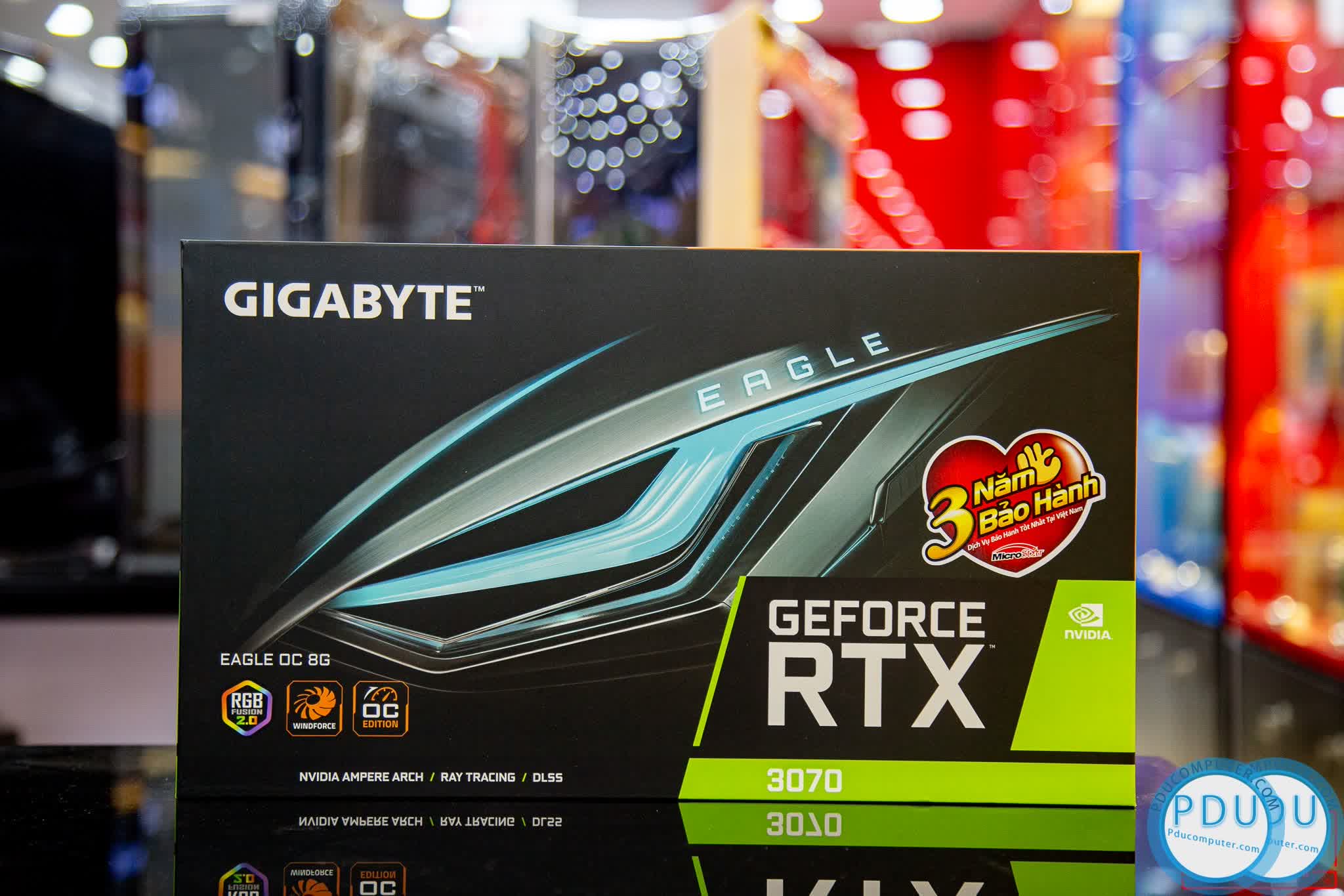 Card màn hình Gigabyte RTX 3070 EAGLE OC - 8GD (8GB GDD6, 256-bit, HDMI +DP, 1x8-pin+6x1-pin)
