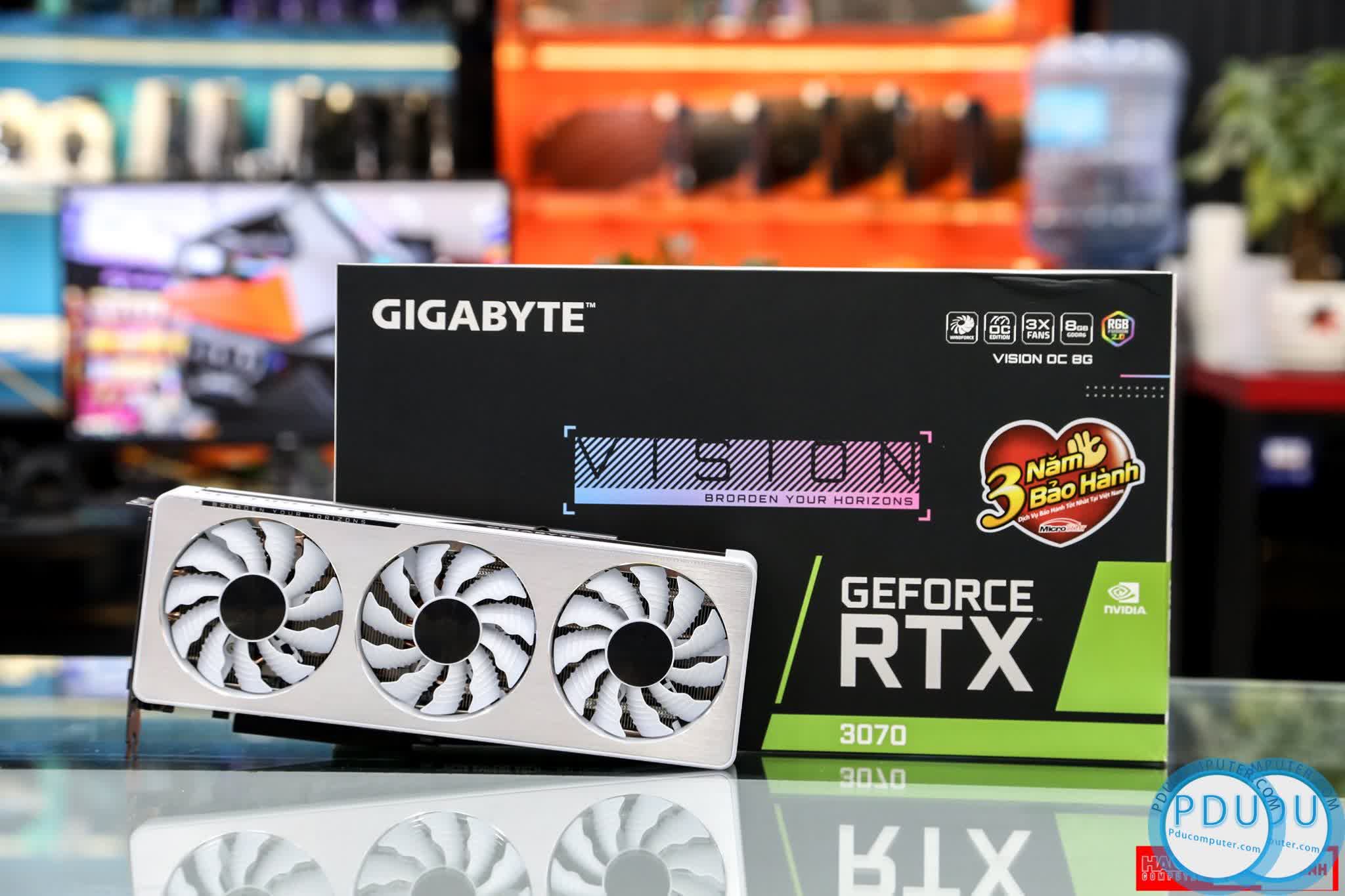 Card màn hình Gigabyte RTX 3070 VISION OC - 8GD (8GB GDD6, 256-bit, HDMI +DP, 1x8-pin+6x1-pin)