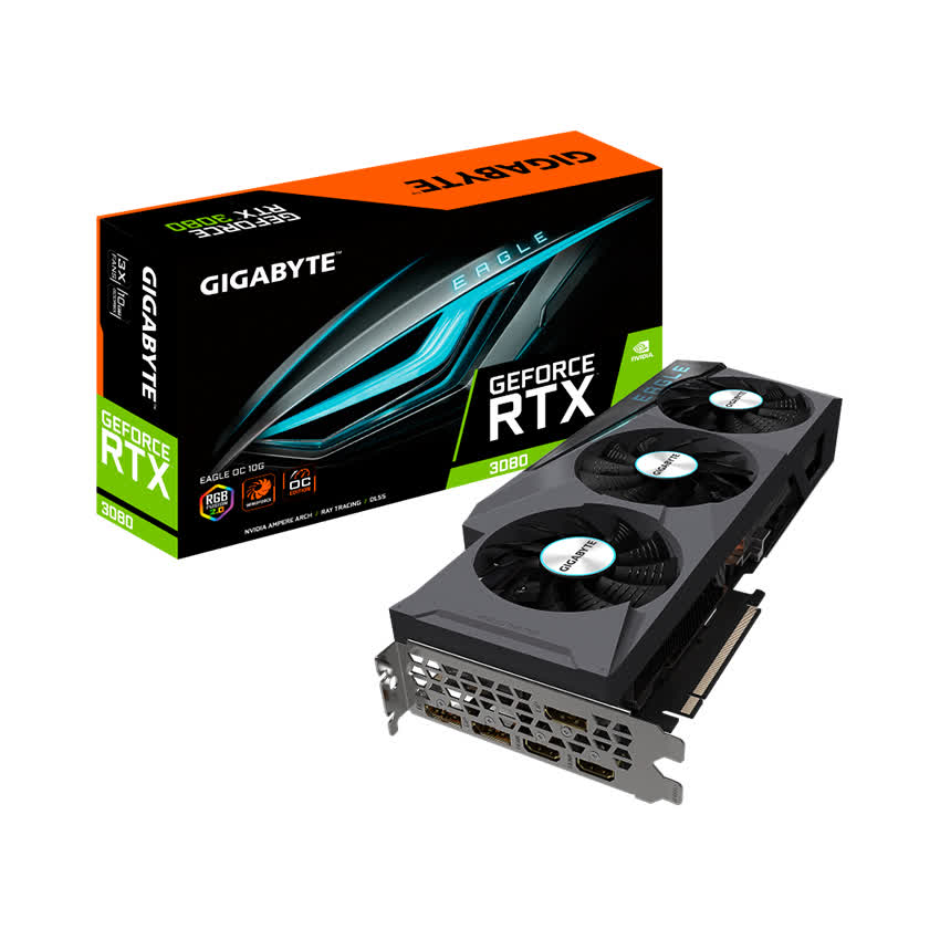 Card màn hình Gigabyte RTX 3080 EAGLE OC-10GD (10GB GDD6X, 320-bit, HDMI +DP, 2x8-pin)