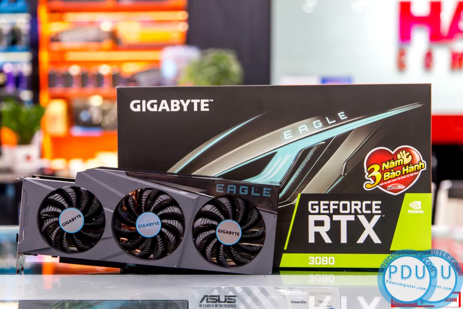 Card màn hình Gigabyte RTX 3080 EAGLE OC-10GD (10GB GDD6X, 320-bit, HDMI +DP, 2x8-pin)