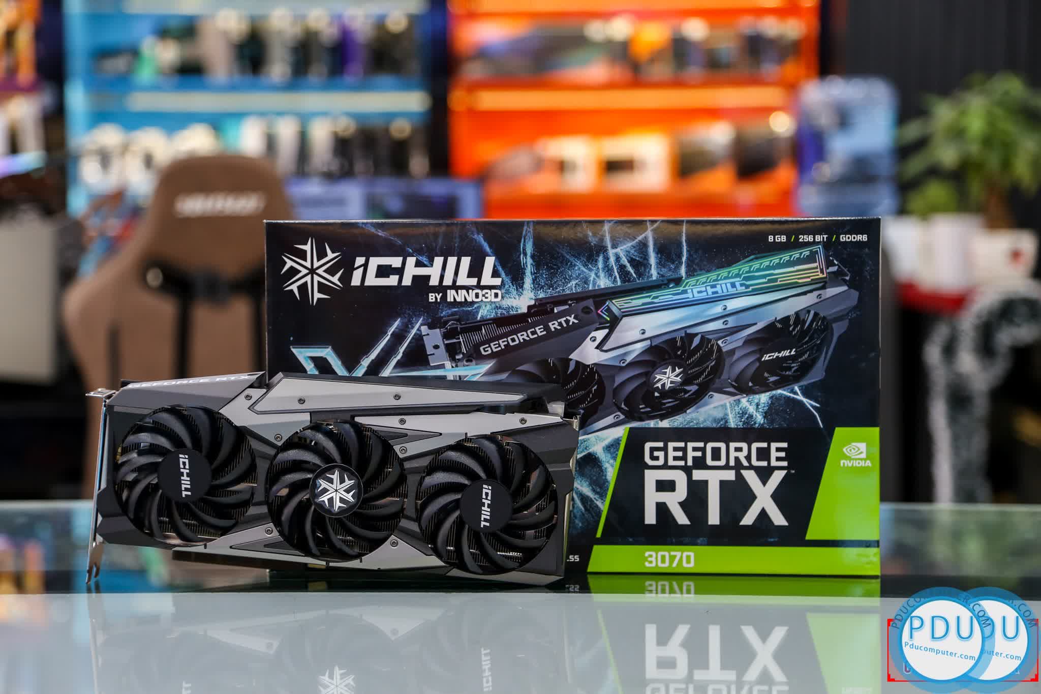 Card màn hình Inno3D RTX 3070 ICHILL X3 (8GB GDDR6, 256-bit, HDMI+DP, 2x8-pin)