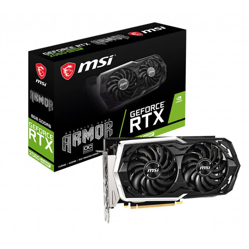 Card màn hình MSI RTX 2060 Super ARMOR OC (8GB GDDR6, 256-bit, HDMI+DP, 1x8-pin)