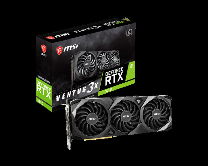 Card màn hình MSI RTX 3080 VENTUS 3X 10G (10GB GDDR6X, 320-bit, HDMI +DP, 2x8-pin)