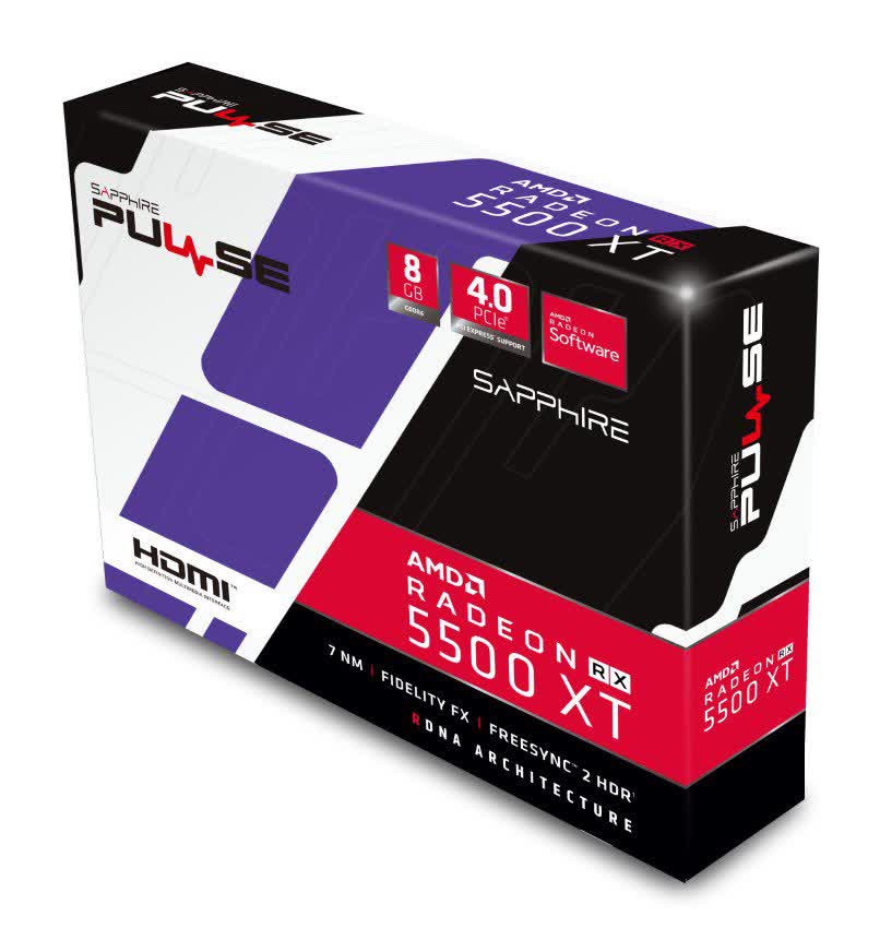 Card màn hình SAPPHIRE RX 5500 XT (8GB GDDR6, 128-bit, HDMI+DP, 1x8-pin)