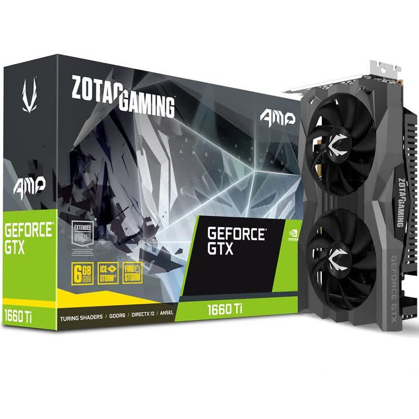 Card màn hình ZOTAC GTX 1660 Ti AMP ED (6GB GDDR6, 192-bit, HDMI+DP, 1x8-pin)