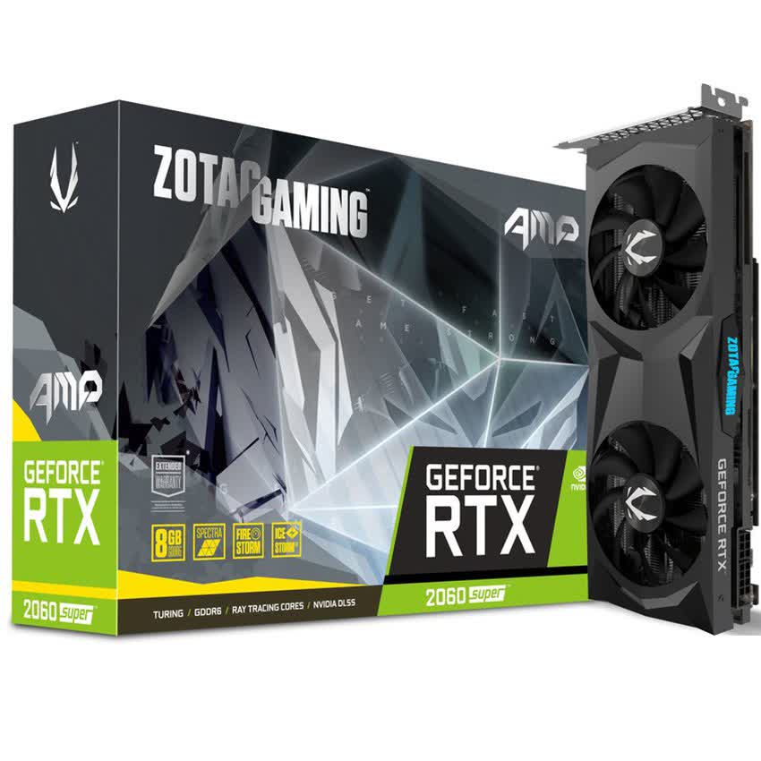 Card màn hình ZOTAC RTX 2060 Super AMP (8GB GDDR6, 256-bit, HDMI+DP, 1x8-pin)
