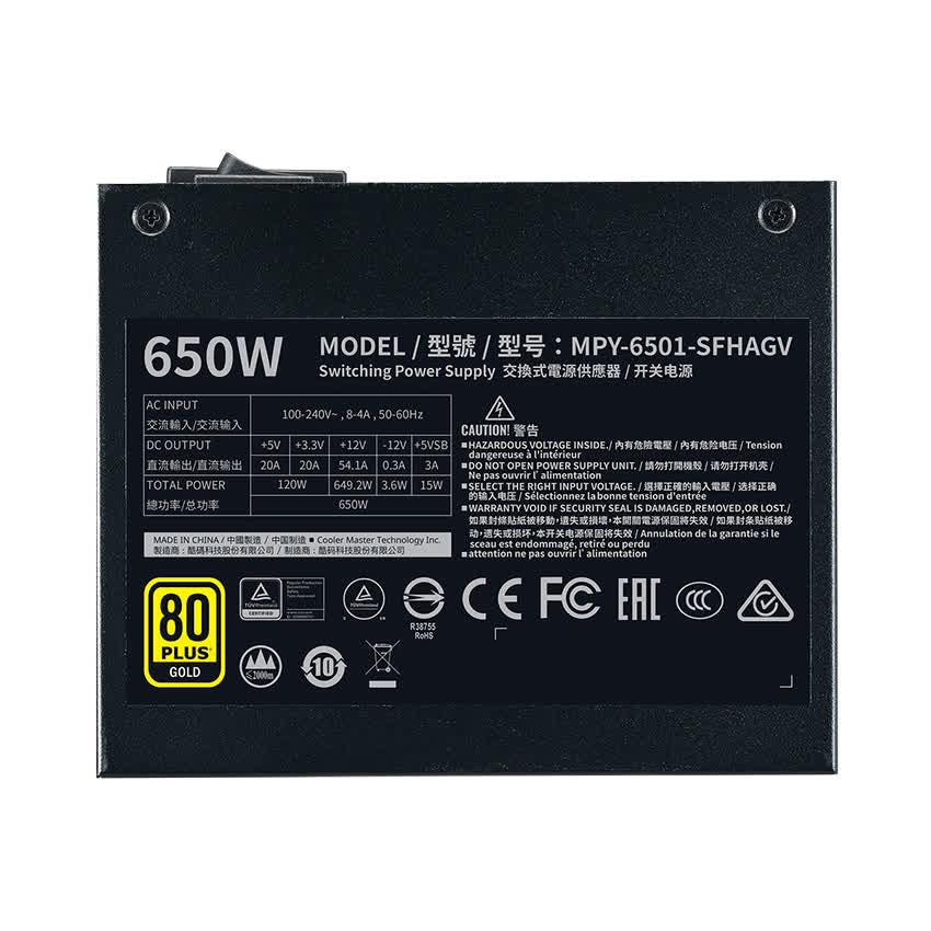 Nguồn máy tính Cooler Master 650W V SFX Gold   (80 Plus Gold/Màu Đen) 