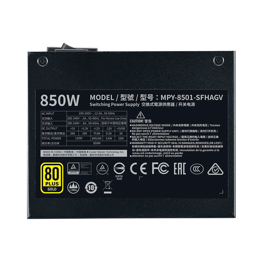 Nguồn máy tính Cooler Master 850W V SFX Gold   (80 Plus Gold/Màu Đen) 