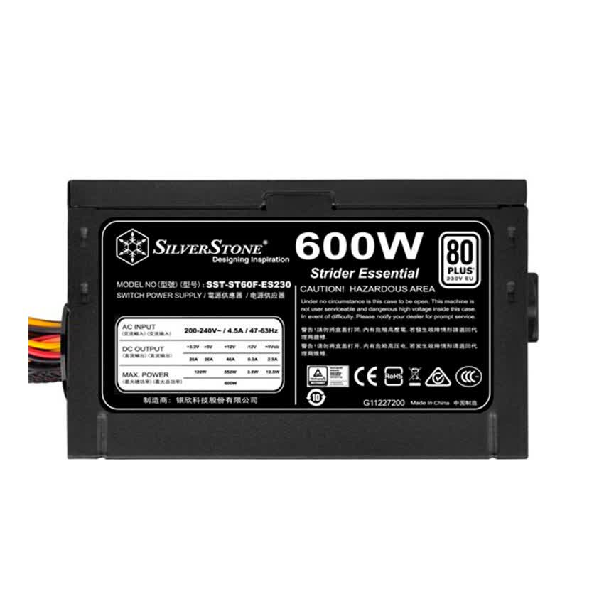 Nguồn SilverStone Essential Series SST ST60F ES230 V1.0 600W (80 Plus Standard/Màu Đen)