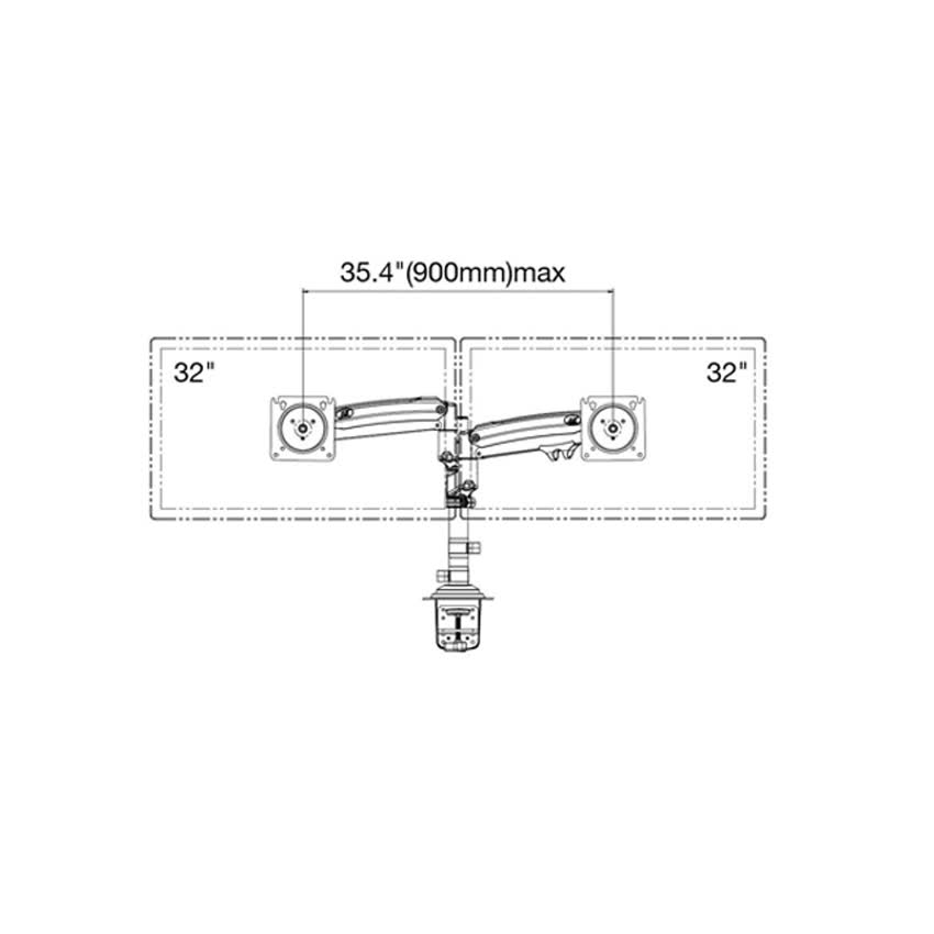Giá đỡ 2 màn hình máy tính gắn cạnh bàn North Bayou H180 (22-32 inch)