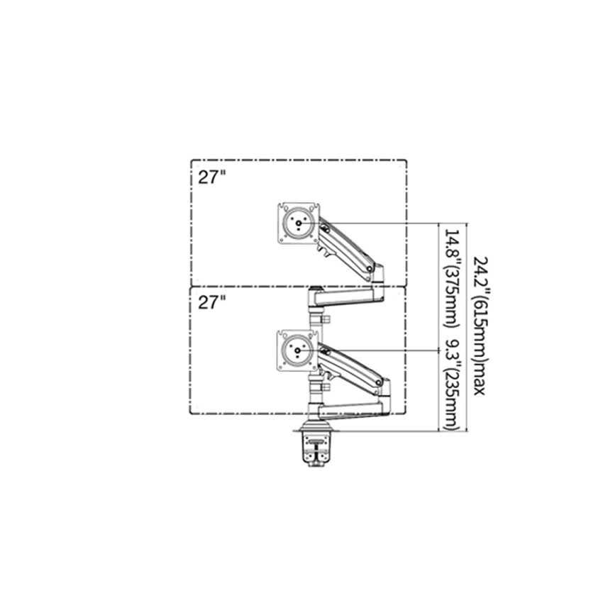 Giá đỡ 2 màn hình máy tính gắn cạnh bàn North Bayou H180 (22-32 inch)