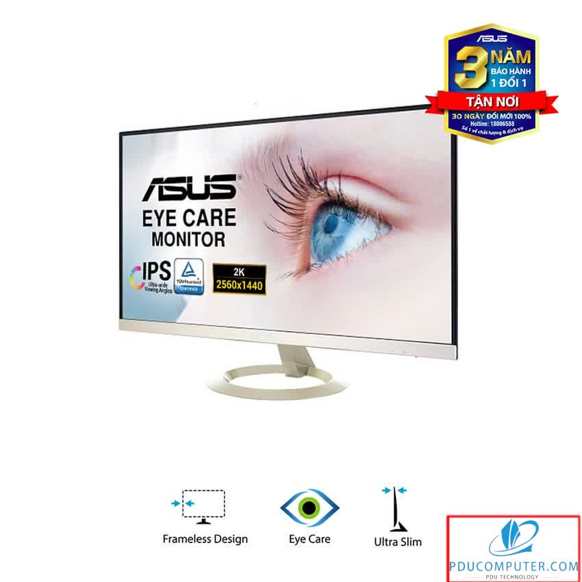 Màn hình Asus VZ27AQ (27 inch/2K/IPS/75Hz/5ms/400cd/m²/DP+HDMI+VGA)