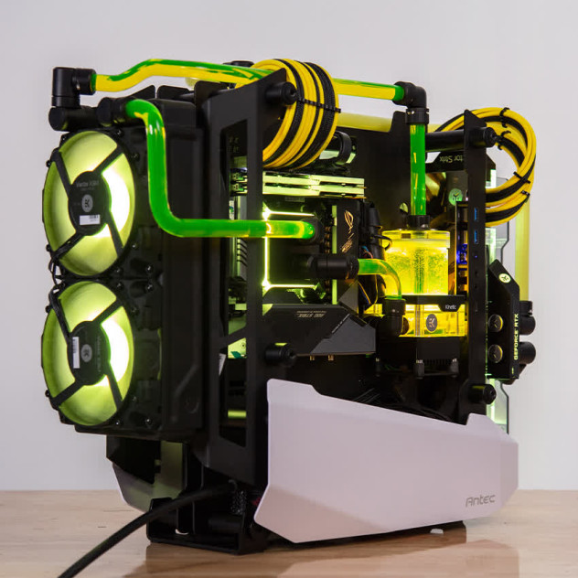 ngoài hình PC ENTHUSIAST GAMING LIMITED 005 (I9 10900K/Z490/64GB RAM/500GB SSD/RTX2080TI/850W/WATERCOOLING EK/RGB)