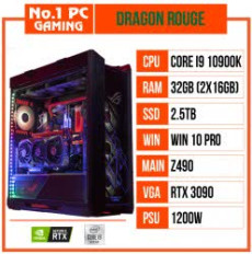 PC GAMING DRAGON ROUGE (I9 10900K/Z490/32GB RAM/2,5TB SSD/RTX 3090/1200W/WATERCOOLING EK/WIN 10 PRO)