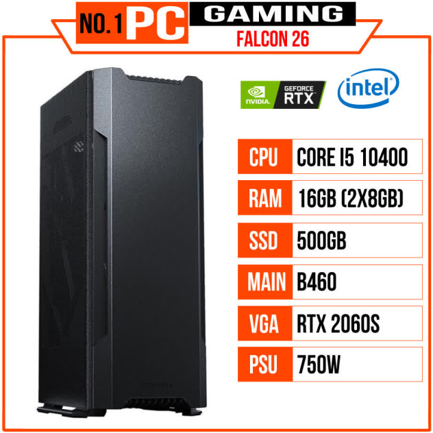 giới thiệu tổng quan PC GAMING FALCON 026 (I5 10400/B460/16GB RAM/500GB SSD/RTX 2060 SUPER/750W/Tản EK-AIO/RGB)
