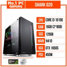 PC GAMING SHARK 020 (I3 10100/H410/16GB RAM/120GB SSD/GTX 1650 Super/450W/Tản T400i/RGB)