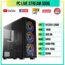 PC Live Stream S006 (Ryzen 5 3600/B450/16GB RAM/GTX 1650/FHD Capture Card/500GB SSD/600w)