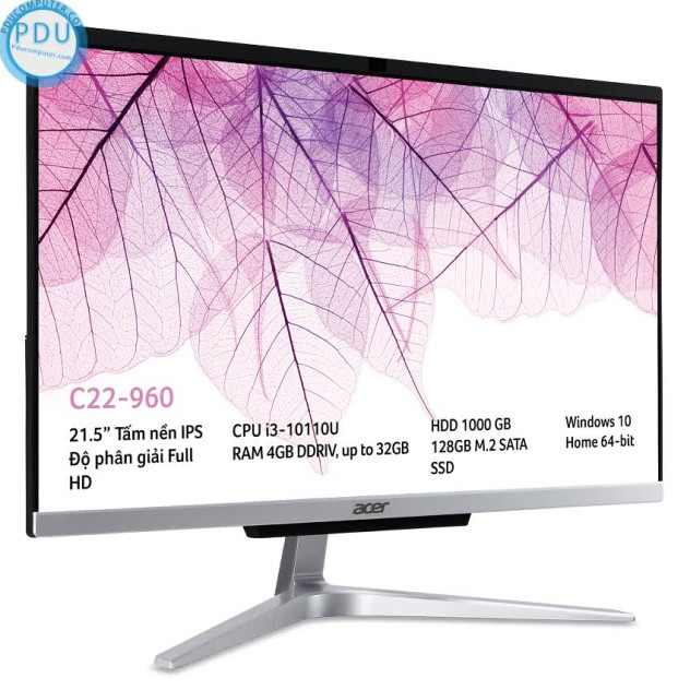 Nội quan PC Acer Aspire All in one C22-960 (i3-10110U/4GB RAM/128GB SSD + 1TB HDD/21.5 inch FHD/WL+BT/K+M/Win 10) (DQ.BD8SV.001)