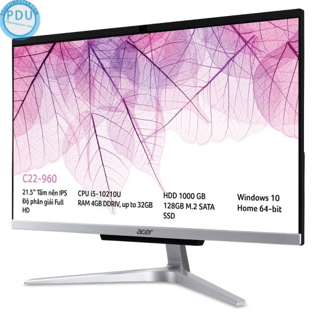 ngoài hình PC Acer Aspire All in one C22-960 (i5-10210U/4GB RAM/128GB SSD + 1TB HDD/21.5 inch FHD/WL+BT/K+M/Win 10) (DQ.BD9SV.001)