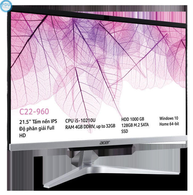 Nội quan PC Acer Aspire All in one C22-960 (i5-10210U/4GB RAM/128GB SSD + 1TB HDD/21.5 inch FHD/WL+BT/K+M/Win 10) (DQ.BD9SV.001)