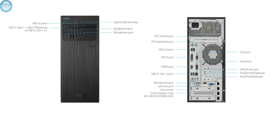 ngoài hình PC Asus D3401 SFF (i3-9100/4GB RAM/1TB HDD/DVDRW/WL+BT/K+M/Linux) (D3401SFF-I39100011D)