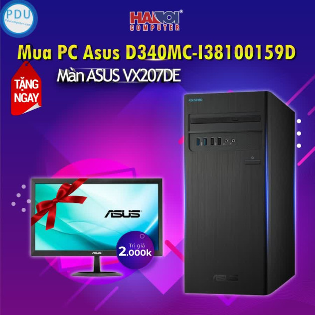 giới thiệu tổng quan PC Asus D340MC (i3-8100/4GB RAM/128GB SSD/K+M/Linux) (D340MC-I38100159D)