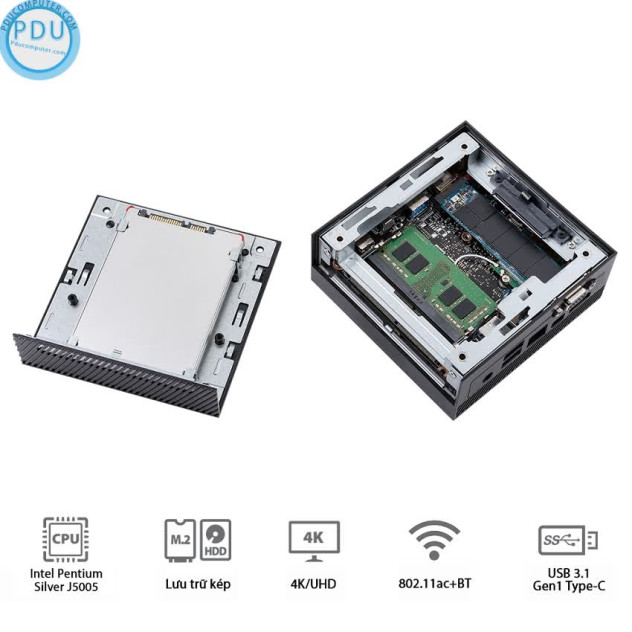 giới thiệu tổng quan PC mini Asus PN40-BBC061MV (Intel Celeron J4005/Barebone) (90MS0181-M00610)