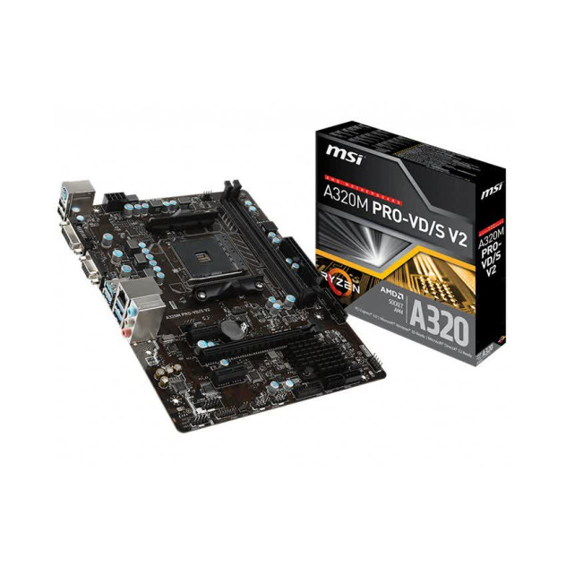 Mainboard MSI A320M PRO-VDS V2 (AMD A320, Socket AM4, m-ATX, 2 khe RAM DDR4)