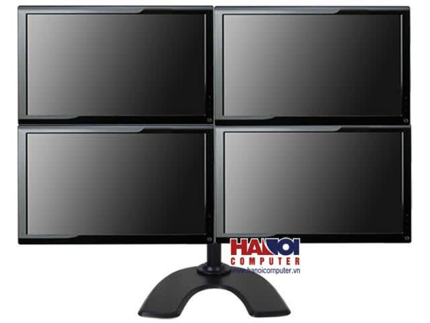 Giá treo 4 Màn hình Bratech C034 Đen - Vít cạnh bàn (14-27 inch)