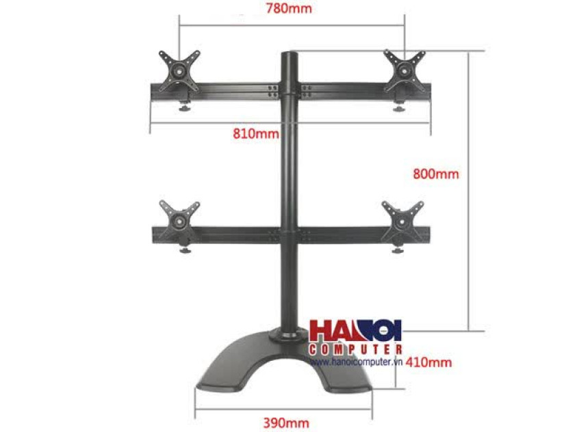 Giá treo 4 Màn hình Bratech C034 Trắng - Đế để bàn (14-27 inch)