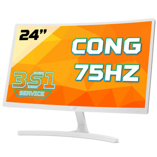 Màn hình ACER ED242QR (23.6 inch/FHD/75Hz/250 cd/m²/VGA+HDMI/LED/VA/màu trắng)