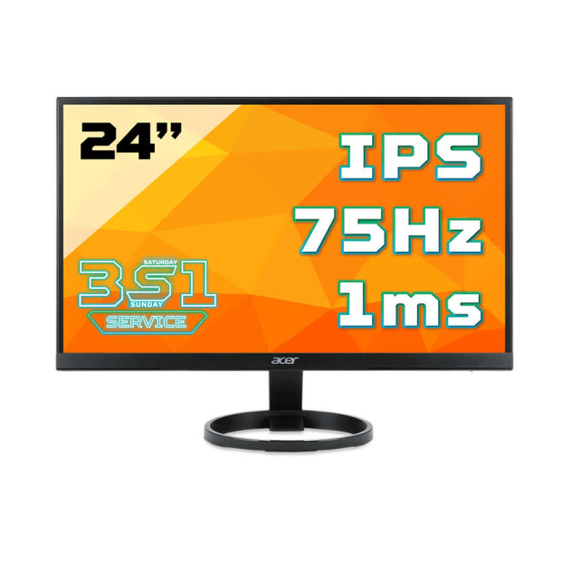 Màn hình Acer R241YB (23.8 inch/FHD/LED/IPS/DVI+HDMI+VGA/75Hz/1ms/250 cd/m²)